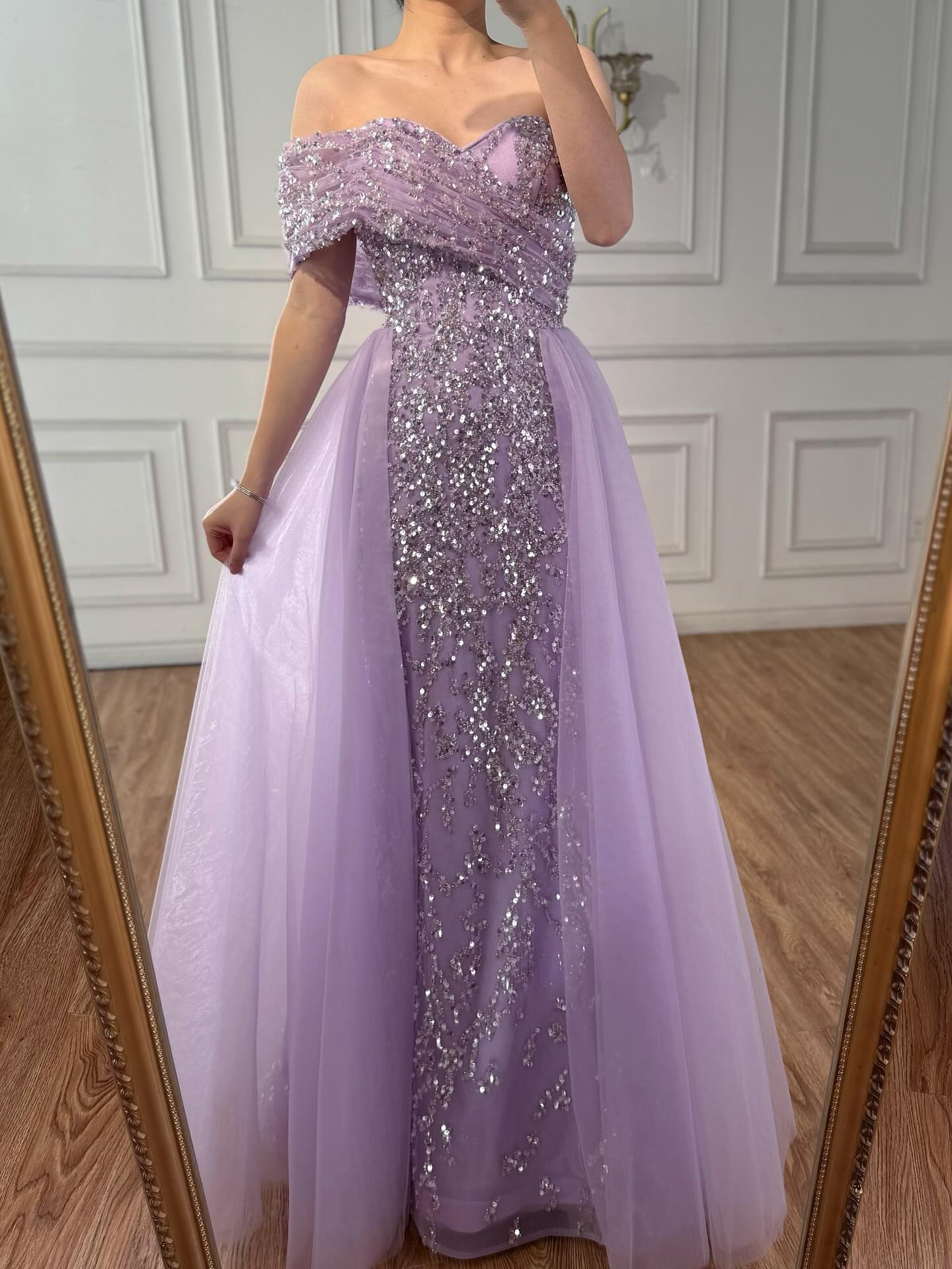 Luxury Arabic Blue One Shoulder Mermaid Evening Dress LA73378