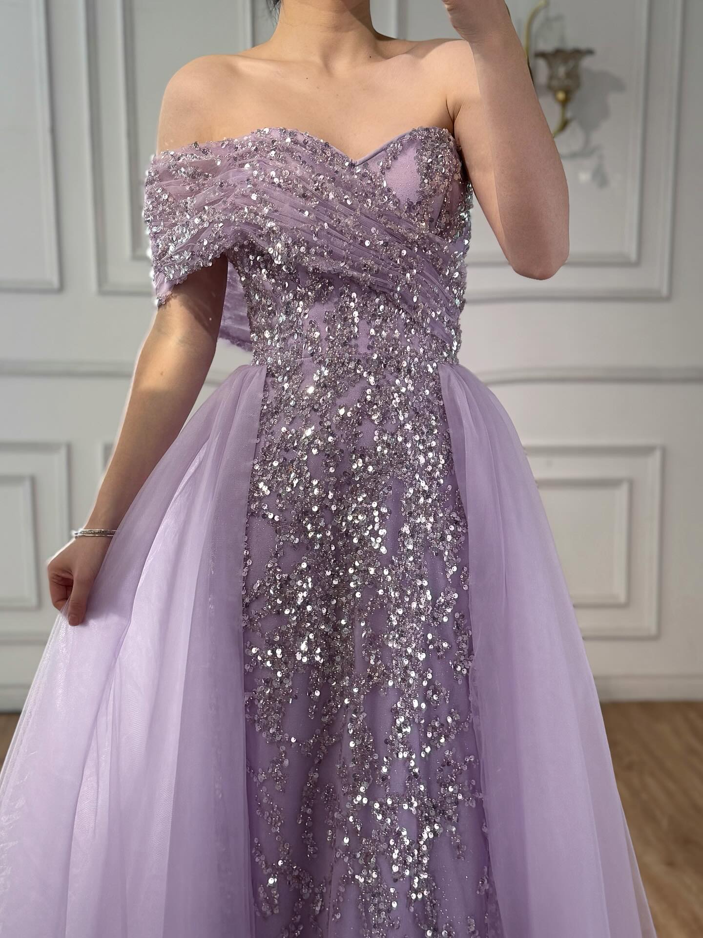 Luxury Arabic Blue One Shoulder Mermaid Evening Dress LA73378