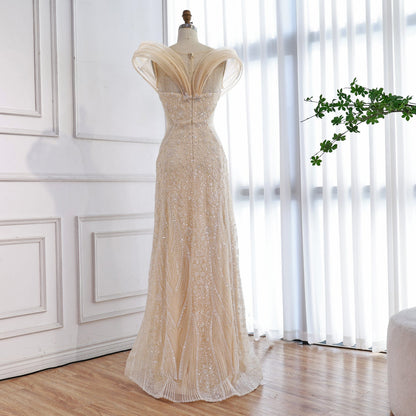 Luxury Nude  Beaded Elegant Mermaid Evening Dress LA73386