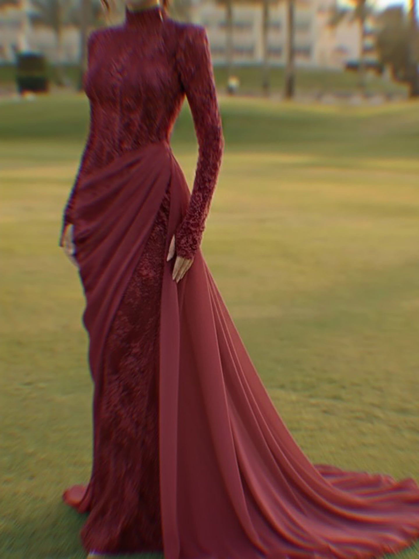 Luxury Lilac High Neck Beaded Mermaid Evening Dress LA73407