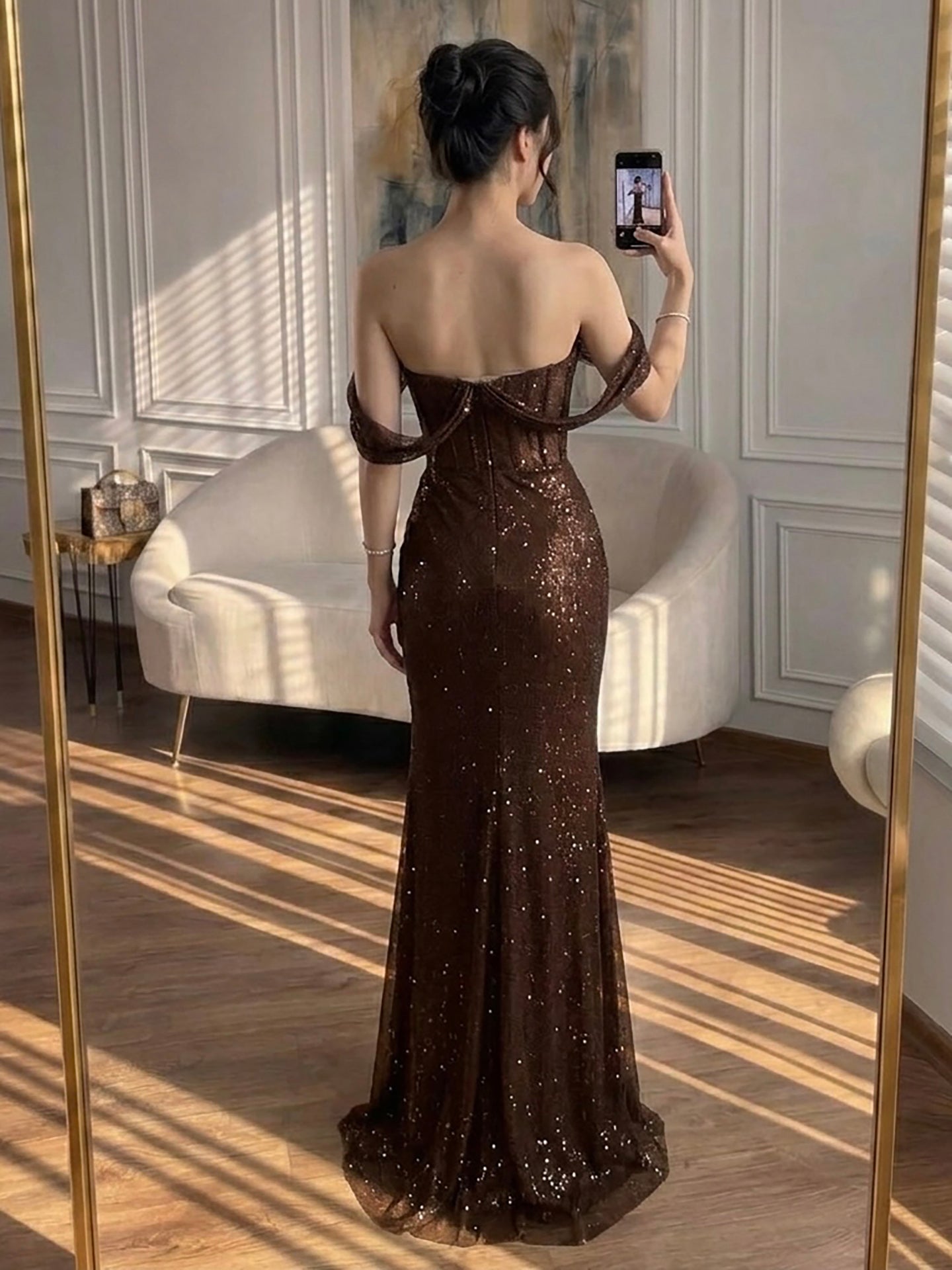 Luxury Green Off Shoulder Corset Mermaid Evening Dress LA73410C
