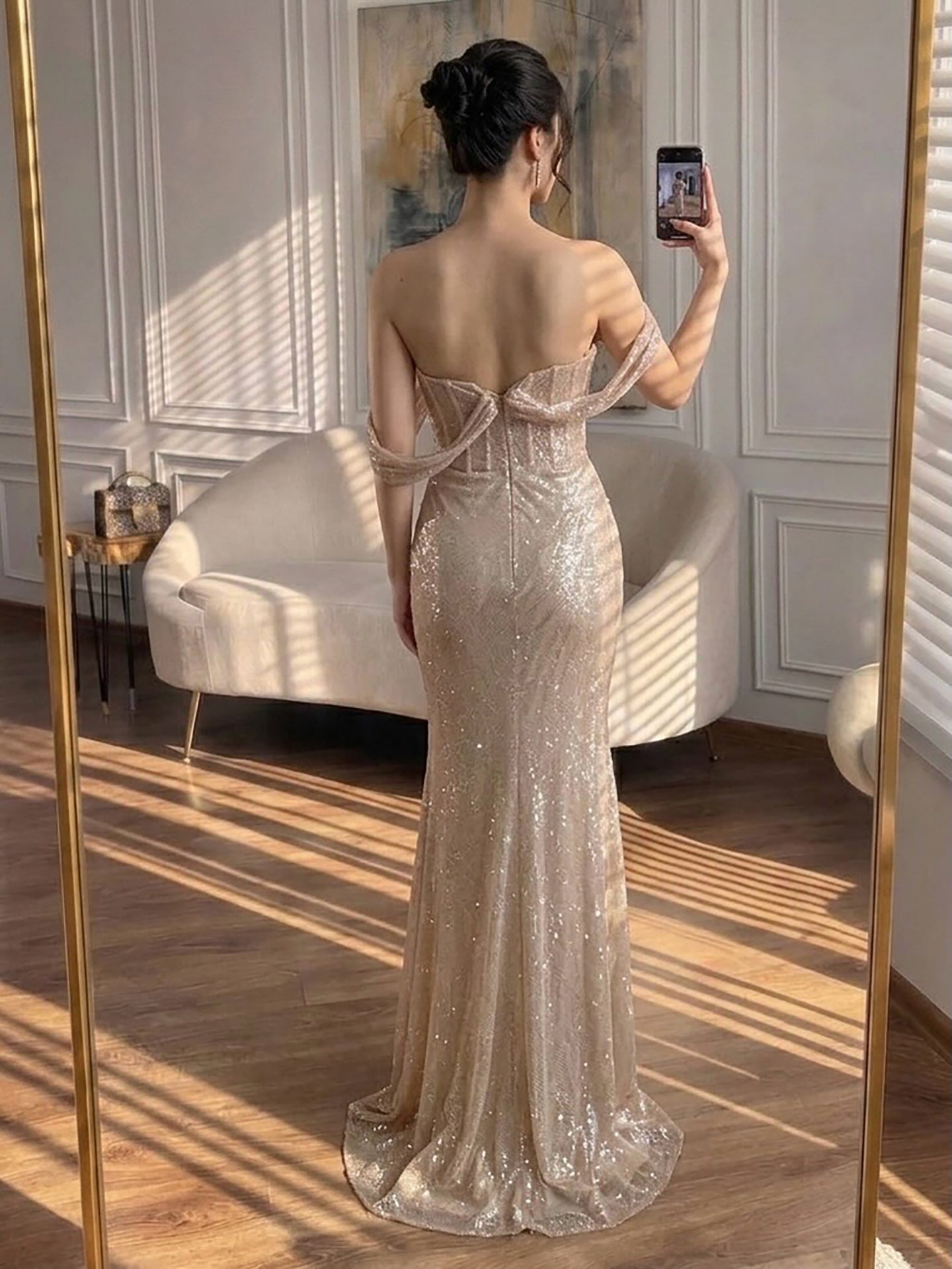 Luxury Green Off Shoulder Corset Mermaid Evening Dress LA73410C