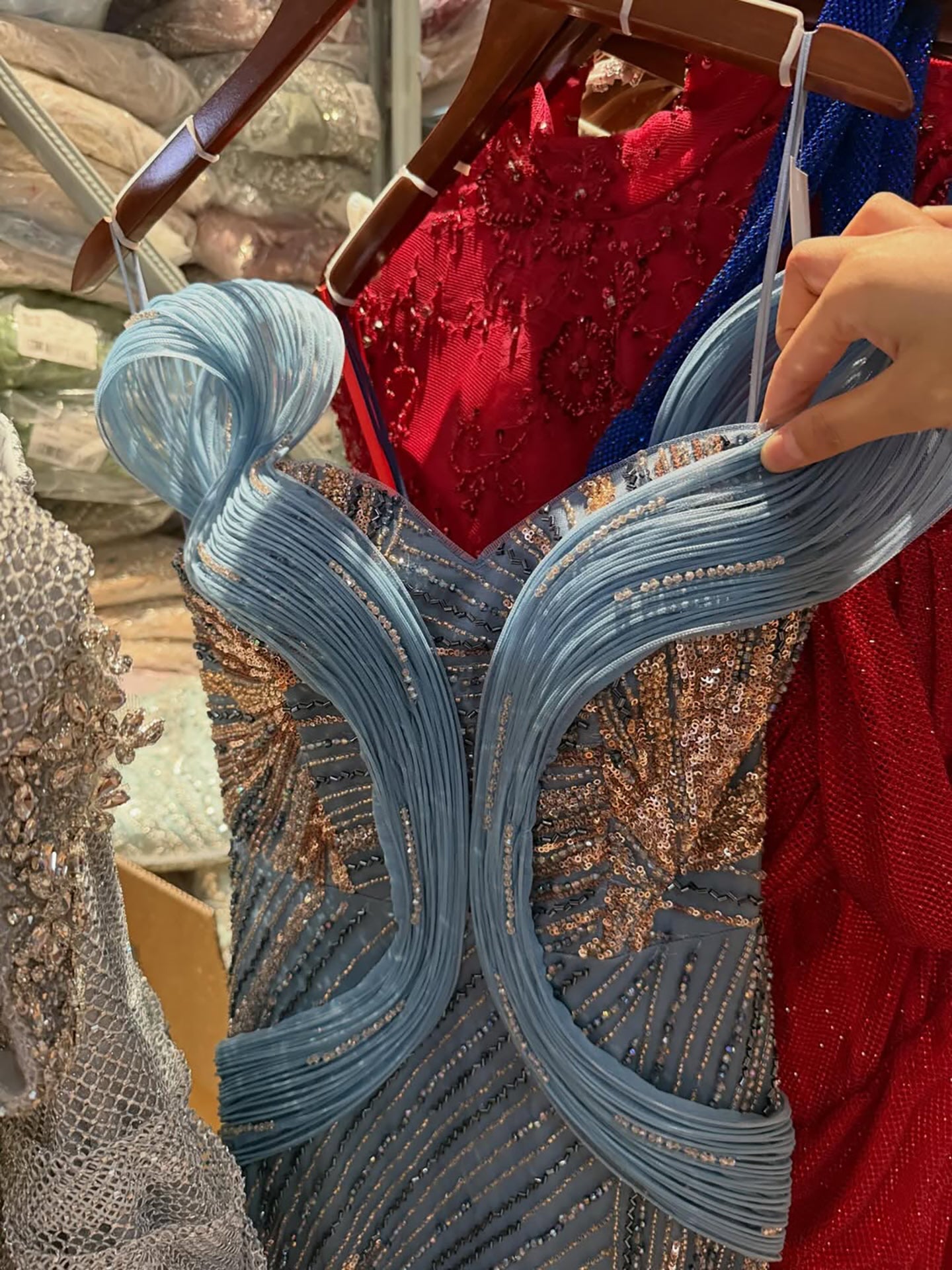 Luxury Blue Beaded Mermaid Evening Dress LA73425A
