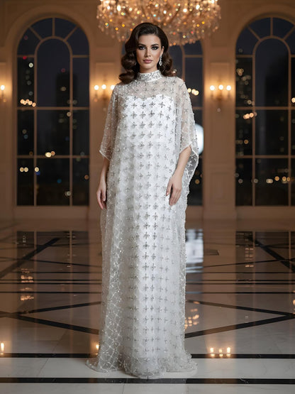 Serene Hill Grey Nude Jasmiko Diamond Beaded Evening Dress LA73428