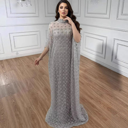 Serene Hill Grey Nude Jasmiko Diamond Beaded Evening Dress LA73428