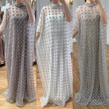 Serene Hill Grey Nude Jasmiko Diamond Beaded Evening Dress LA73428