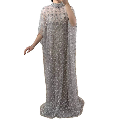 Serene Hill Grey Nude Jasmiko Diamond Beaded Evening Dress LA73428