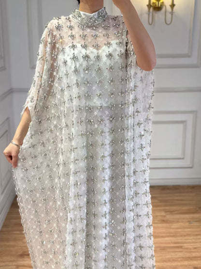 Serene Hill Grey Nude Jasmiko Diamond Beaded Evening Dress LA73428