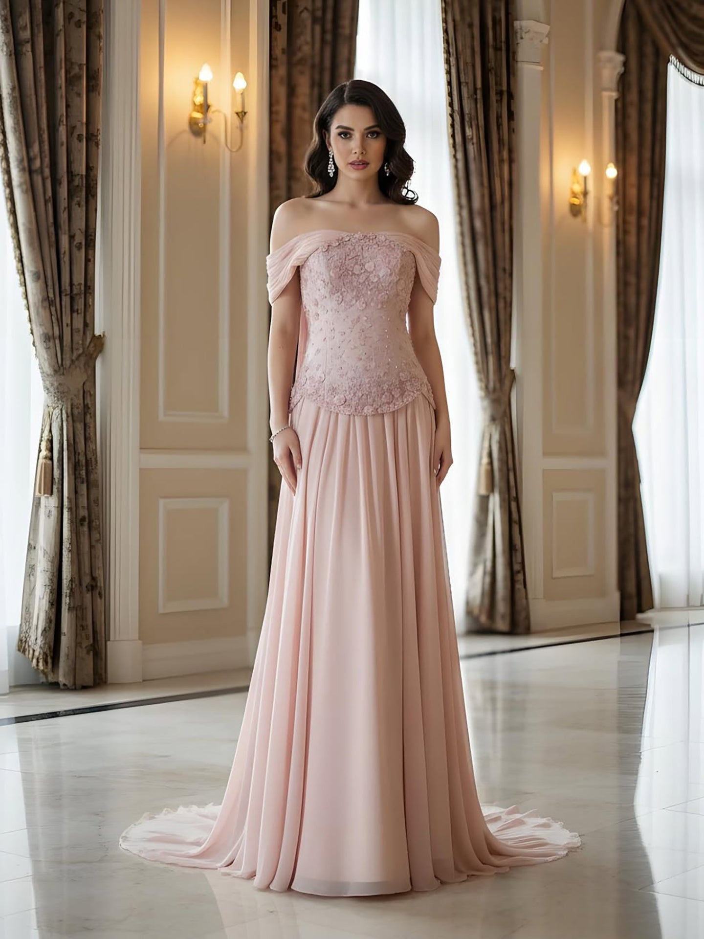 Luxury Pink A-Line Beaded Evening Dress LA73438