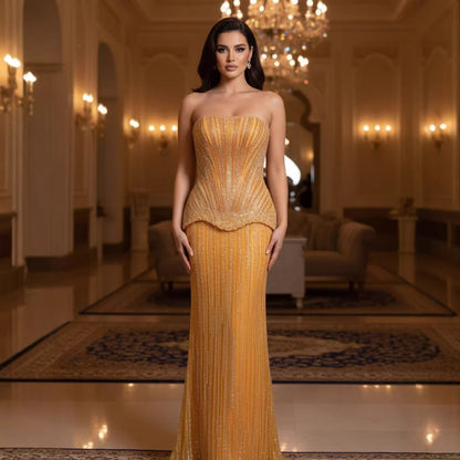Serene Hill Arabic Orange Two Pieces Corset Evening Dress LA73444
