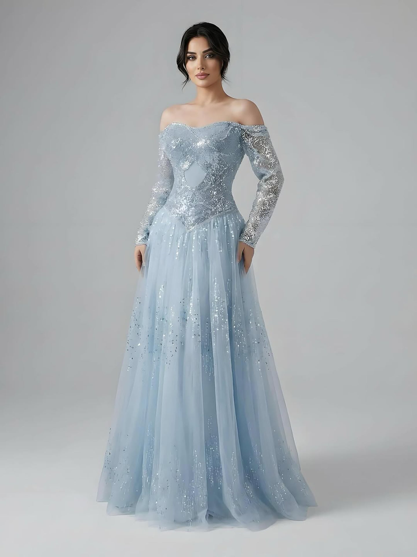 Luxury Dreamy Beige Corset A-Line Evening Dress LA73448