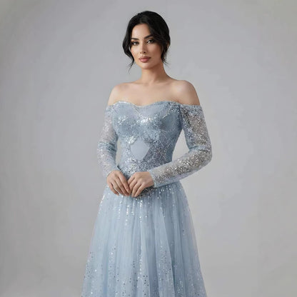 Luxury Dreamy Beige Corset A-Line Evening Dress LA73448