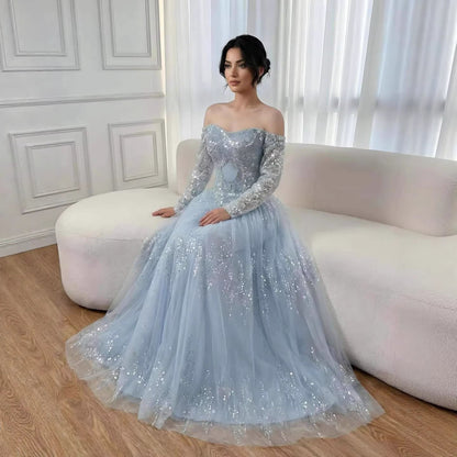 Luxury Dreamy Beige Corset A-Line Evening Dress LA73448