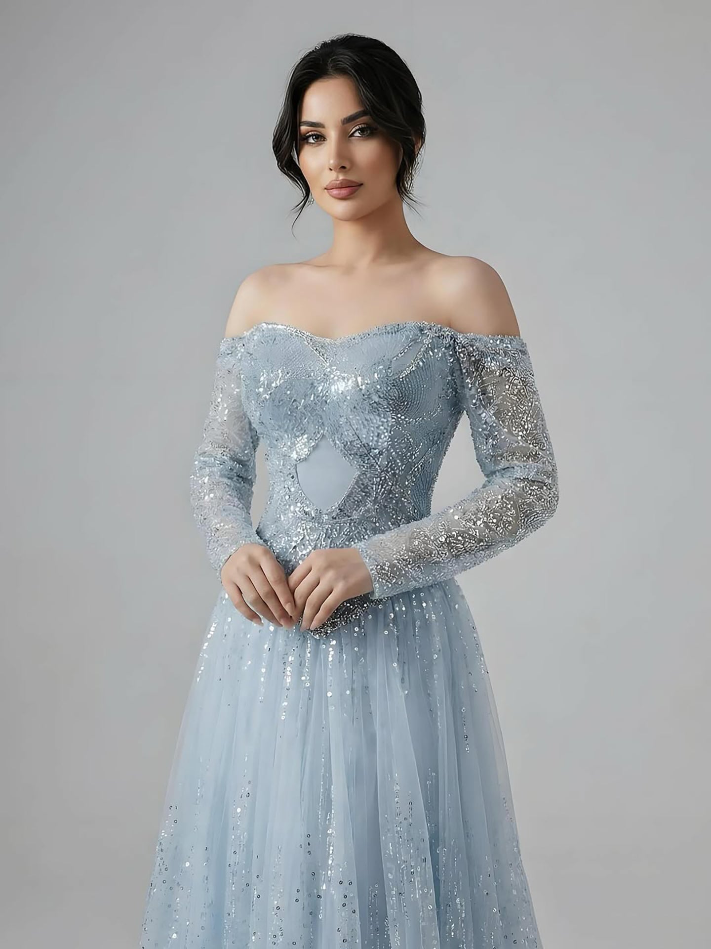 Luxury Dreamy Beige Corset A-Line Evening Dress LA73448