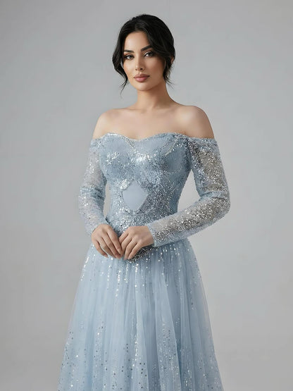 Luxury Dreamy Beige Corset A-Line Evening Dress LA73448