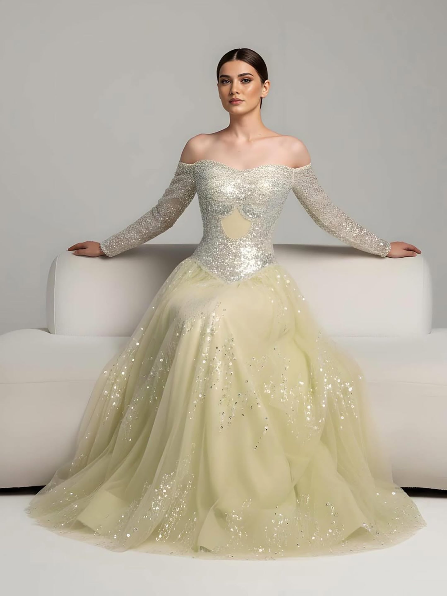 Luxury Dreamy Beige Corset A-Line Evening Dress LA73448