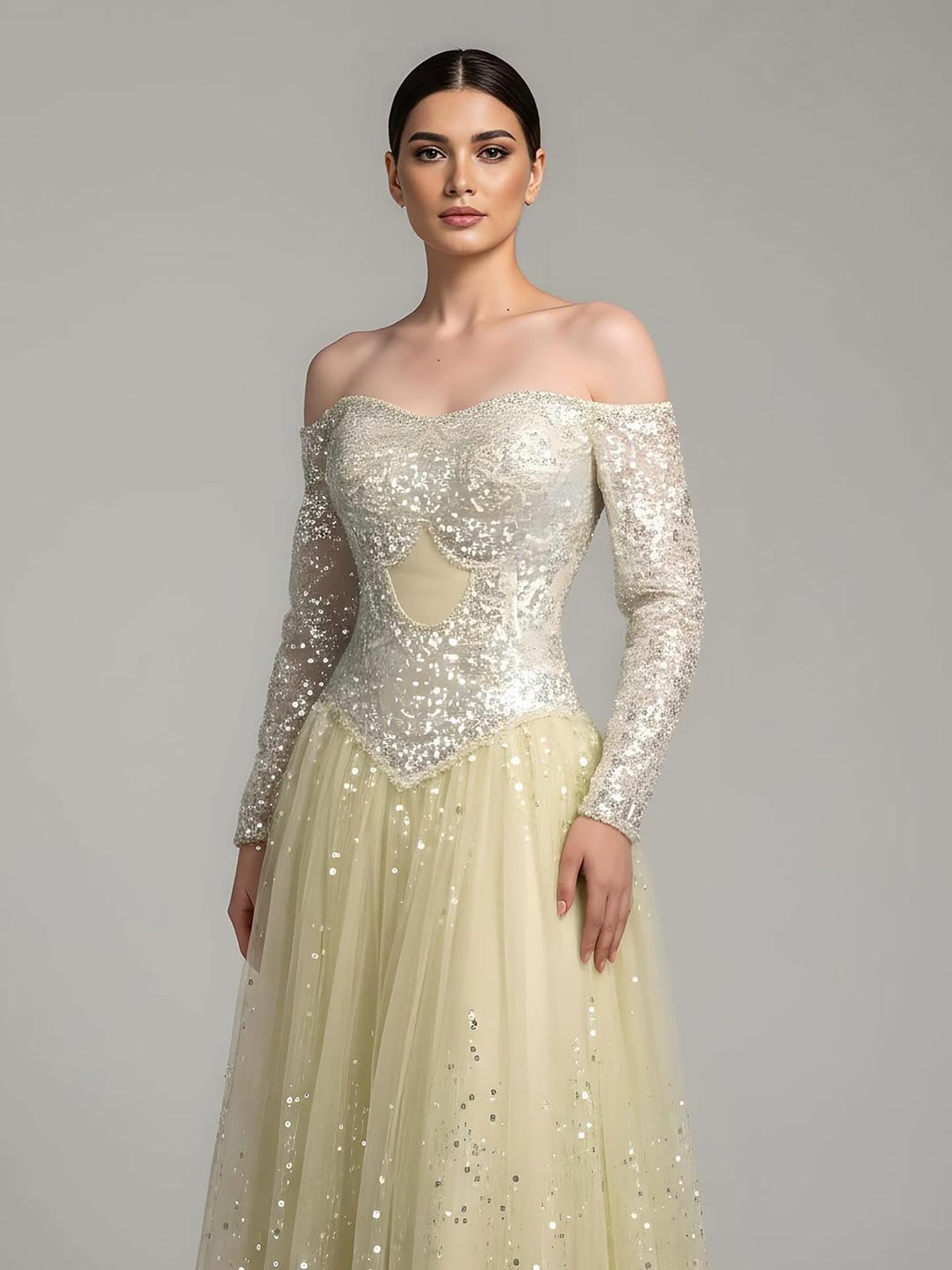 Luxury Dreamy Beige Corset A-Line Evening Dress LA73448