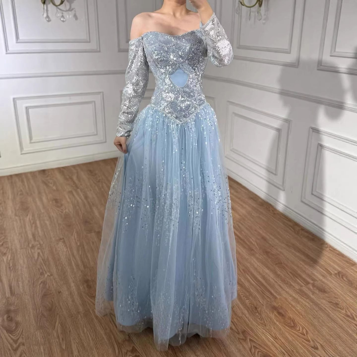 Luxury Dreamy Beige Corset A-Line Evening Dress LA73448