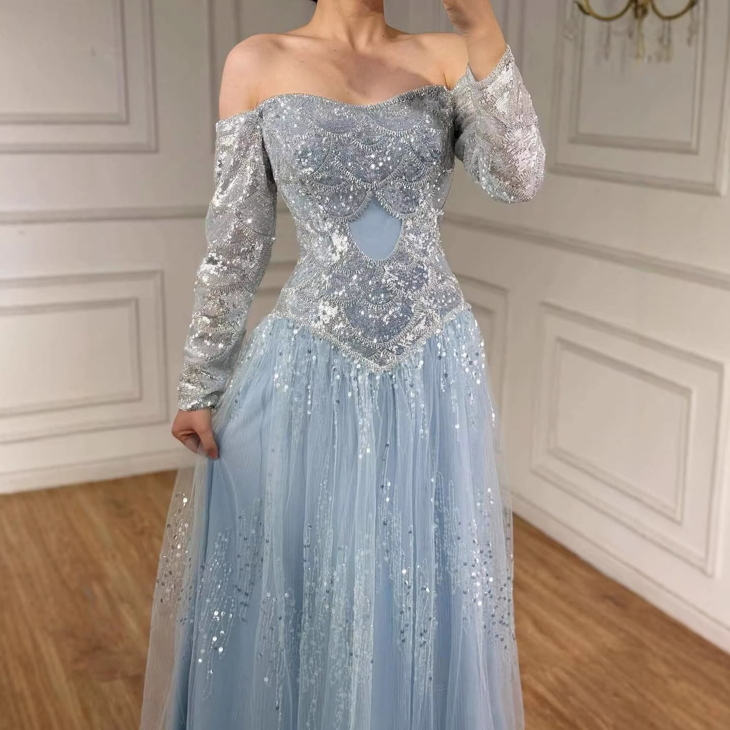 Luxury Dreamy Beige Corset A-Line Evening Dress LA73448