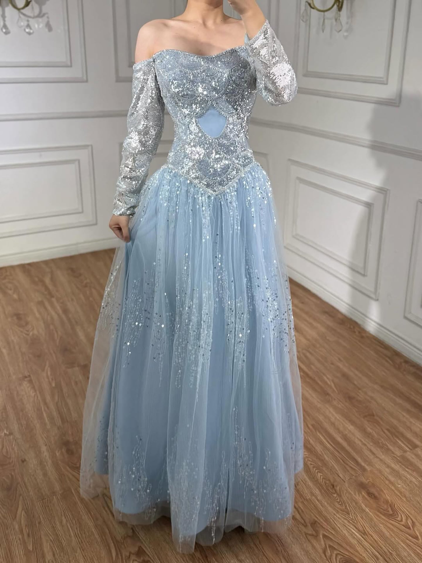 Luxury Dreamy Beige Corset A-Line Evening Dress LA73448