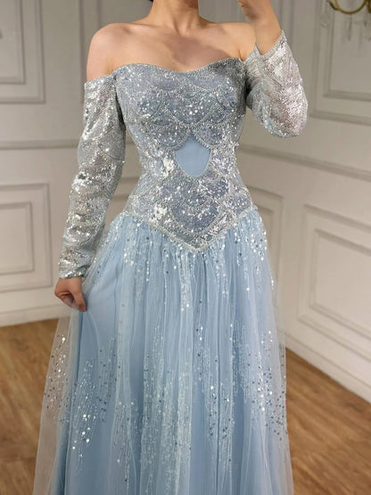 Luxury Dreamy Beige Corset A-Line Evening Dress LA73448