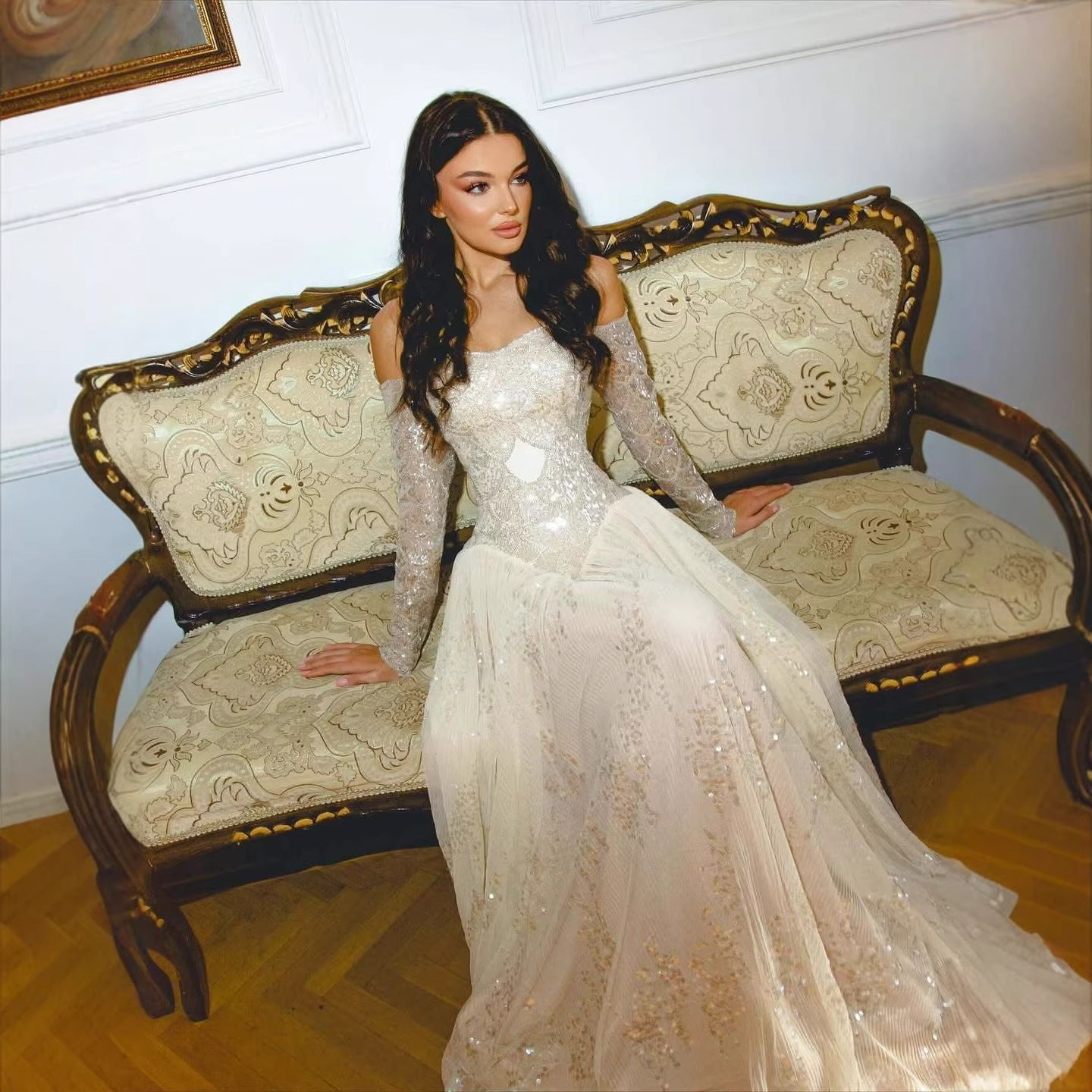 Luxury Dreamy Beige Corset A-Line Evening Dress LA73448