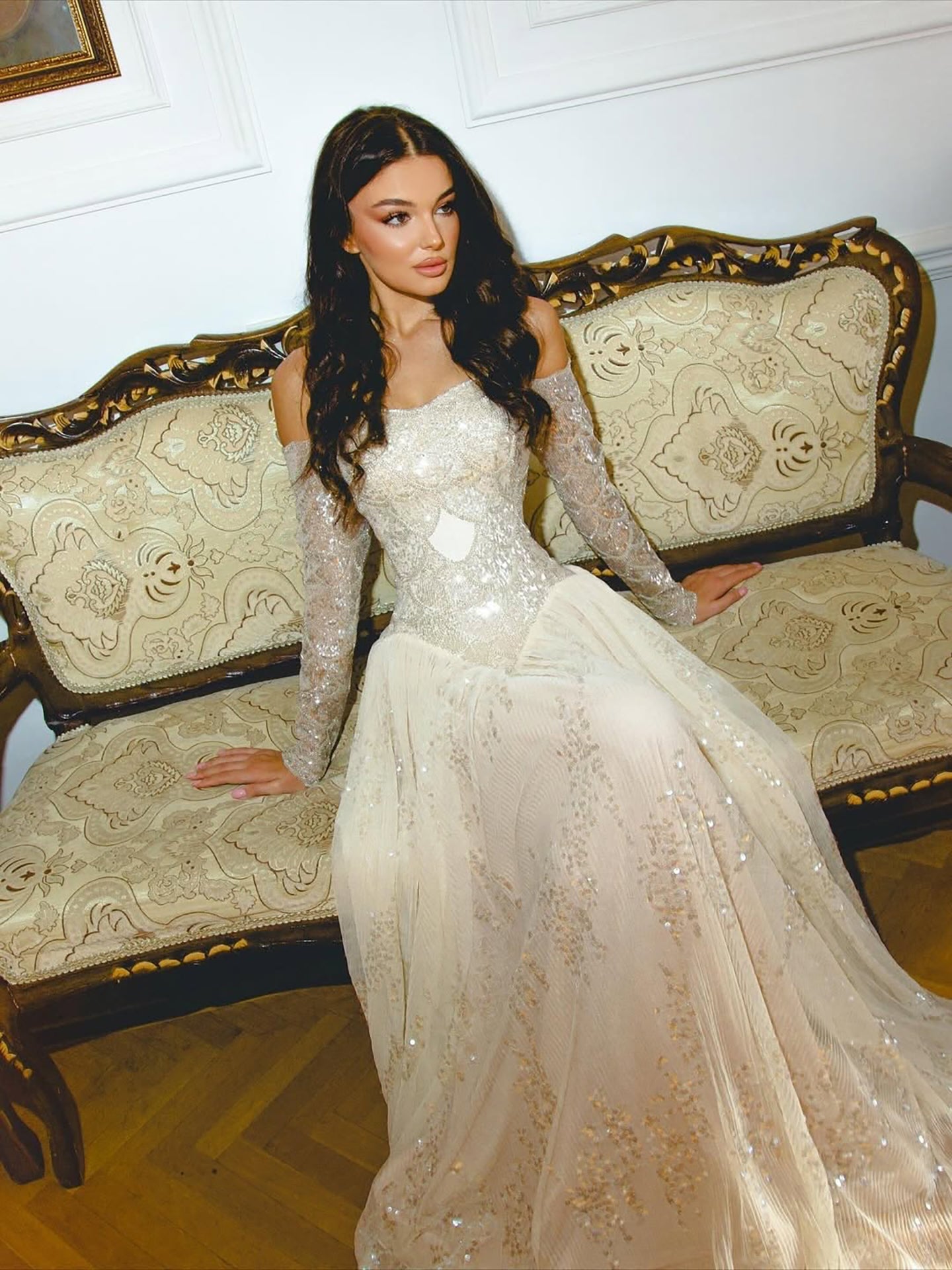 Luxury Dreamy Beige Corset A-Line Evening Dress LA73448