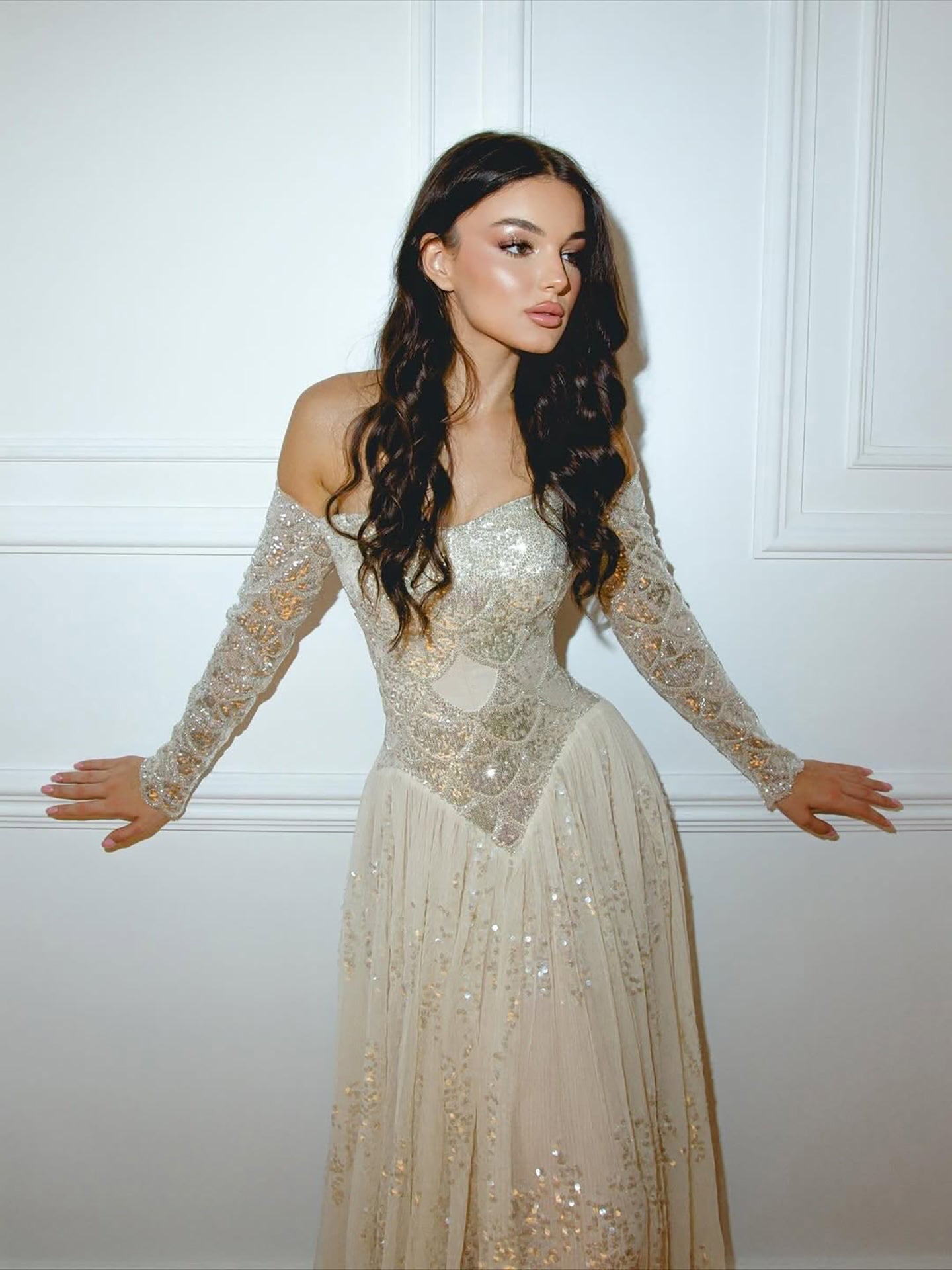 Luxury Dreamy Beige Corset A-Line Evening Dress LA73448