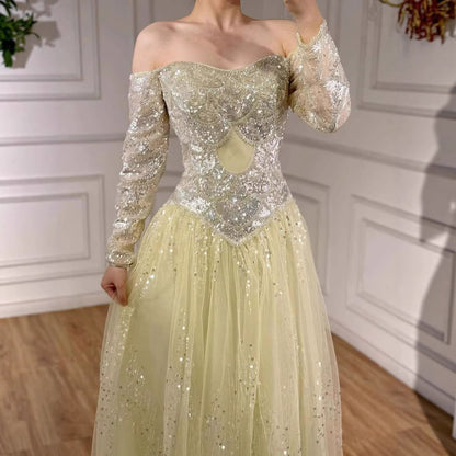 Luxury Dreamy Beige Corset A-Line Evening Dress LA73448