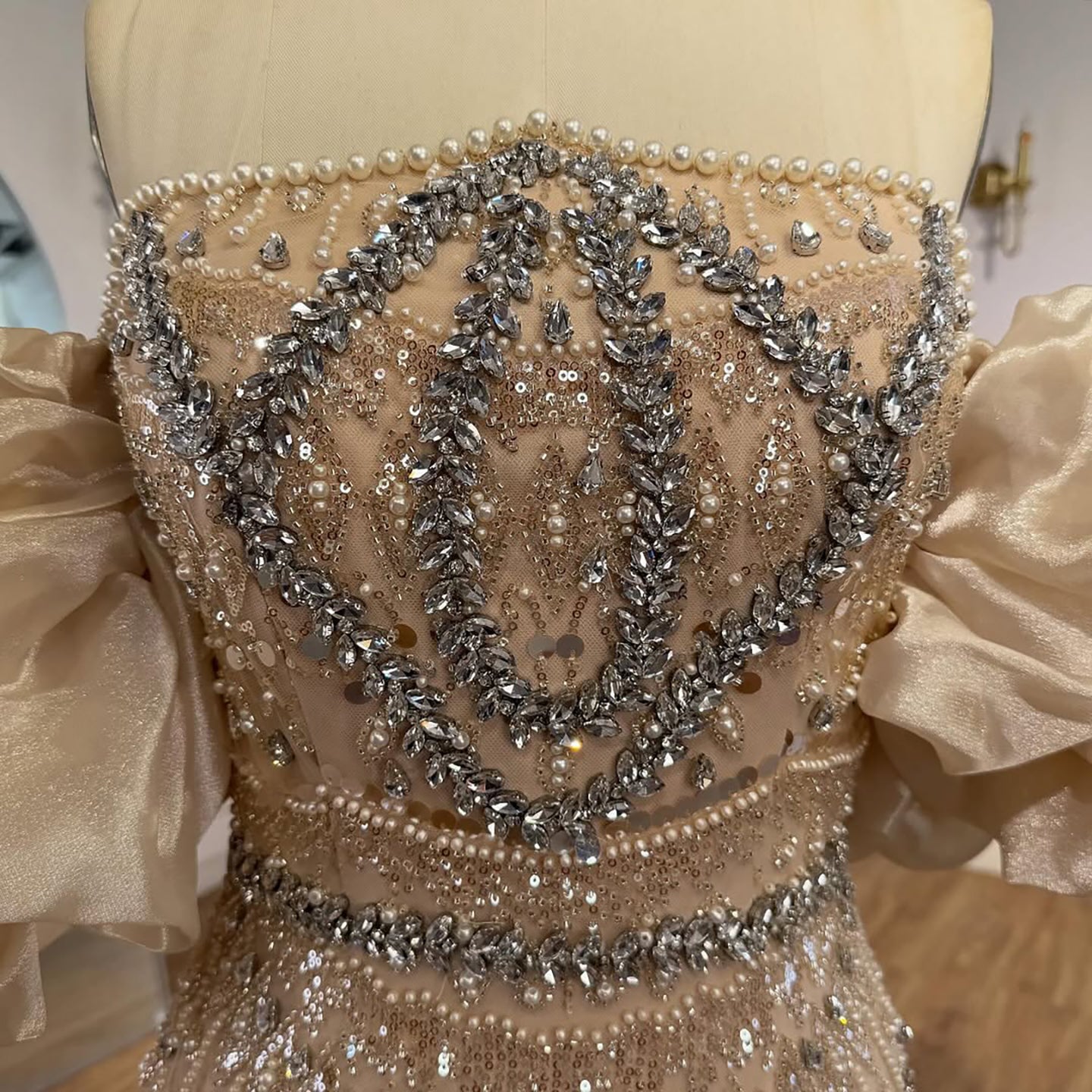 Luxury Arabic Lilac Mermaid Beaded Evening Dress LA73450