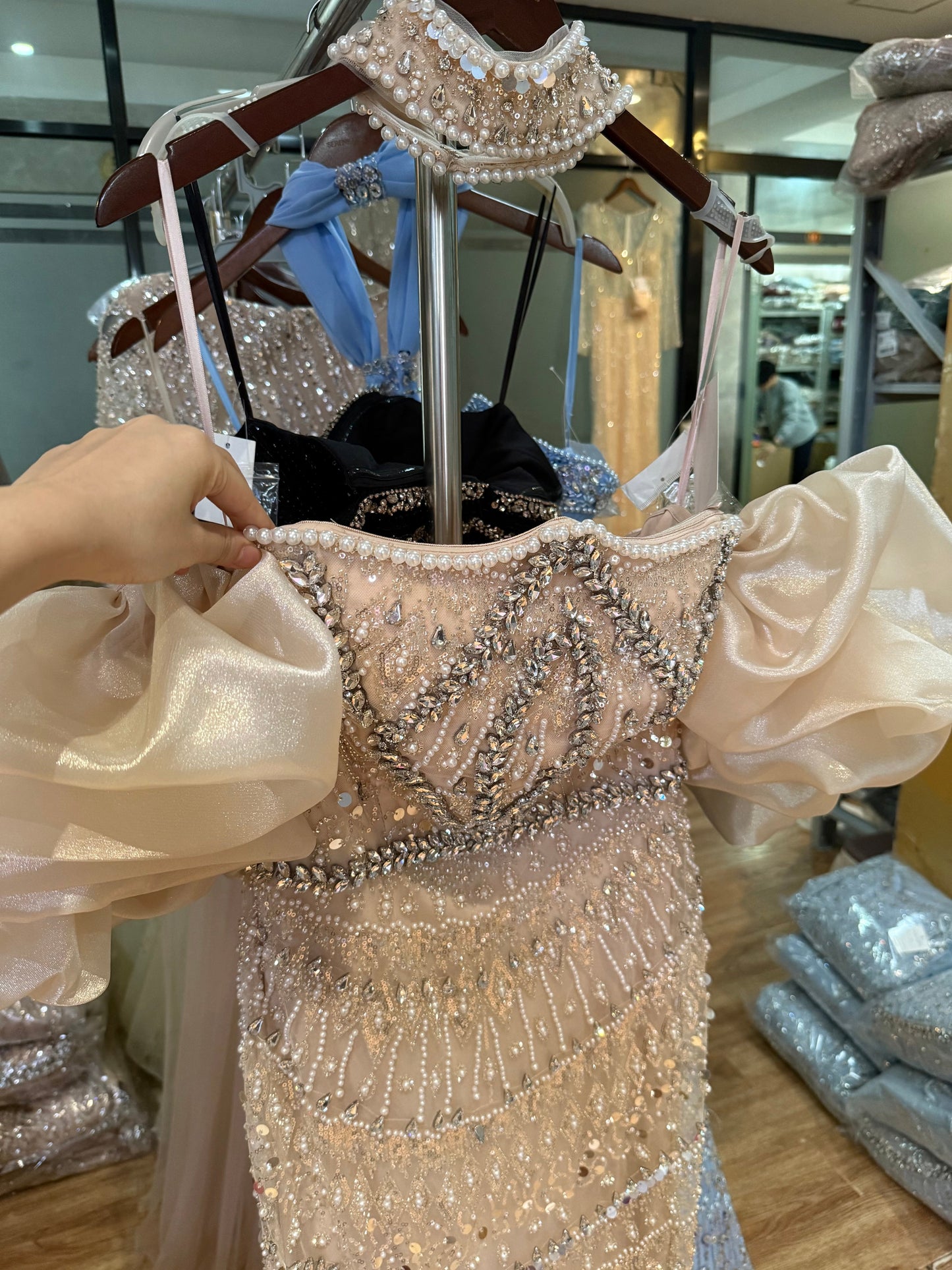 Luxury Arabic Lilac Mermaid Beaded Evening Dress LA73450