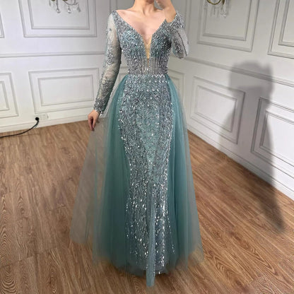 Serene Hill Modest Caramel Long Evening Dress With Skirt LA73452