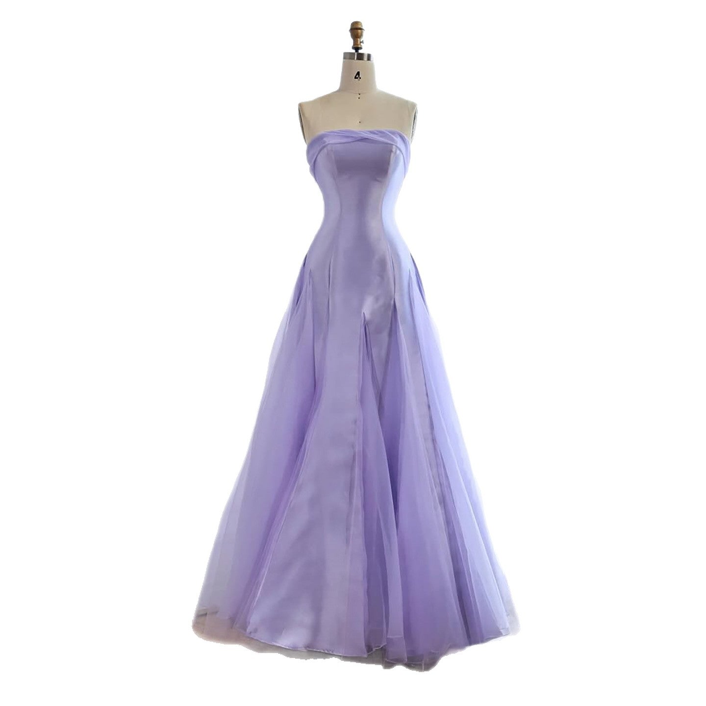 Luxury Lilac Strapless A-Line Tulle Evening Dress LA73475
