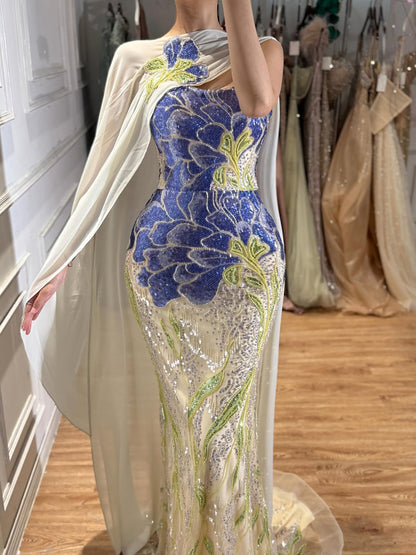 Luxury Orange  Flower Evening Prom Dress with Scarf LA73538A