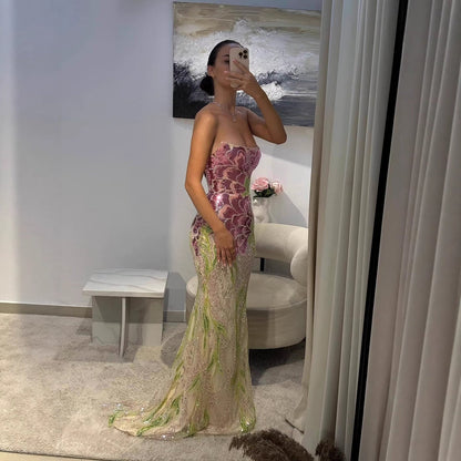 Luxury Orange  Flower Evening Prom Dress with Scarf LA73538A