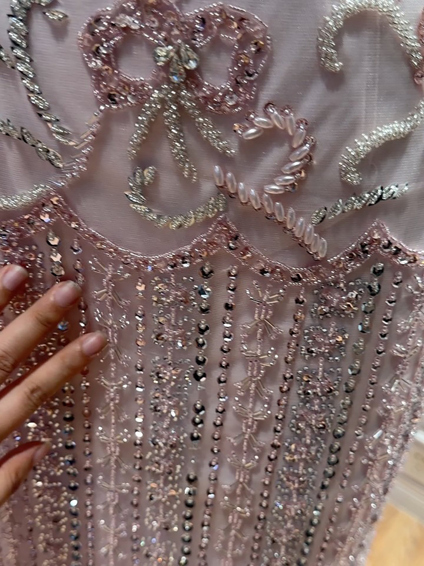 Luxury Pink Beaded Mermaid Evening Dress LA73550