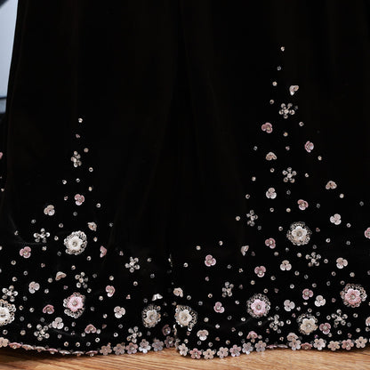 Luxury Black Off Shoulder Mermaid Evening Dress with Bow LA73581