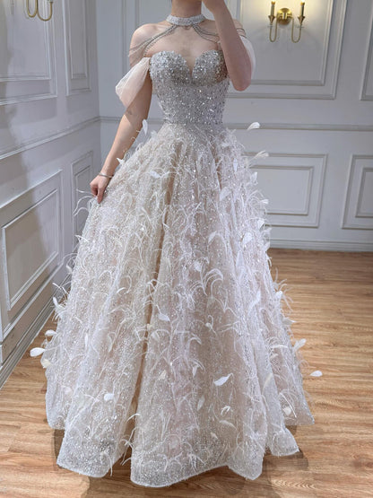 Luxury Pink Off The Shoulder 3D Flower Beaded Ball Gown LA73585