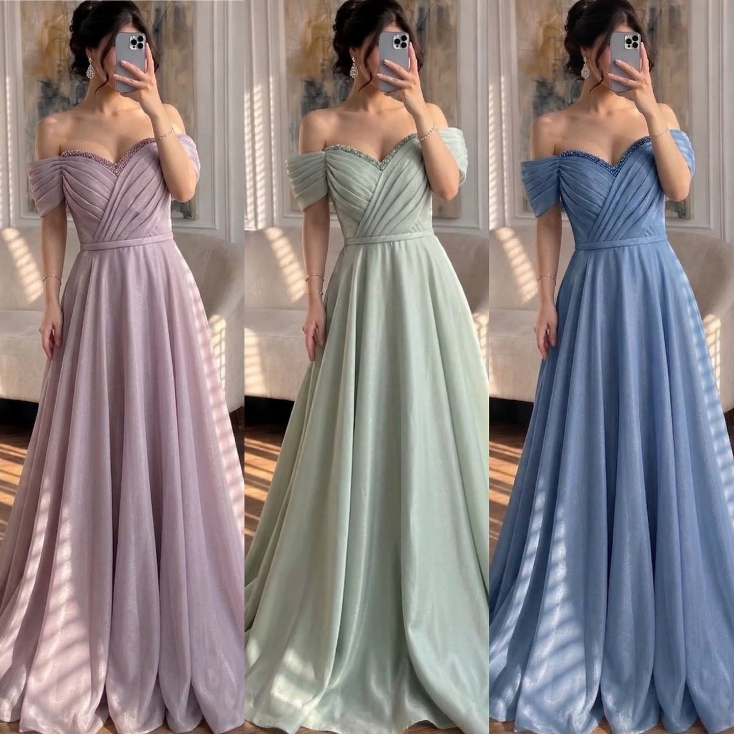 Luxury Pink Off Shoulder A-Line Evening Dress Ruched LA73681