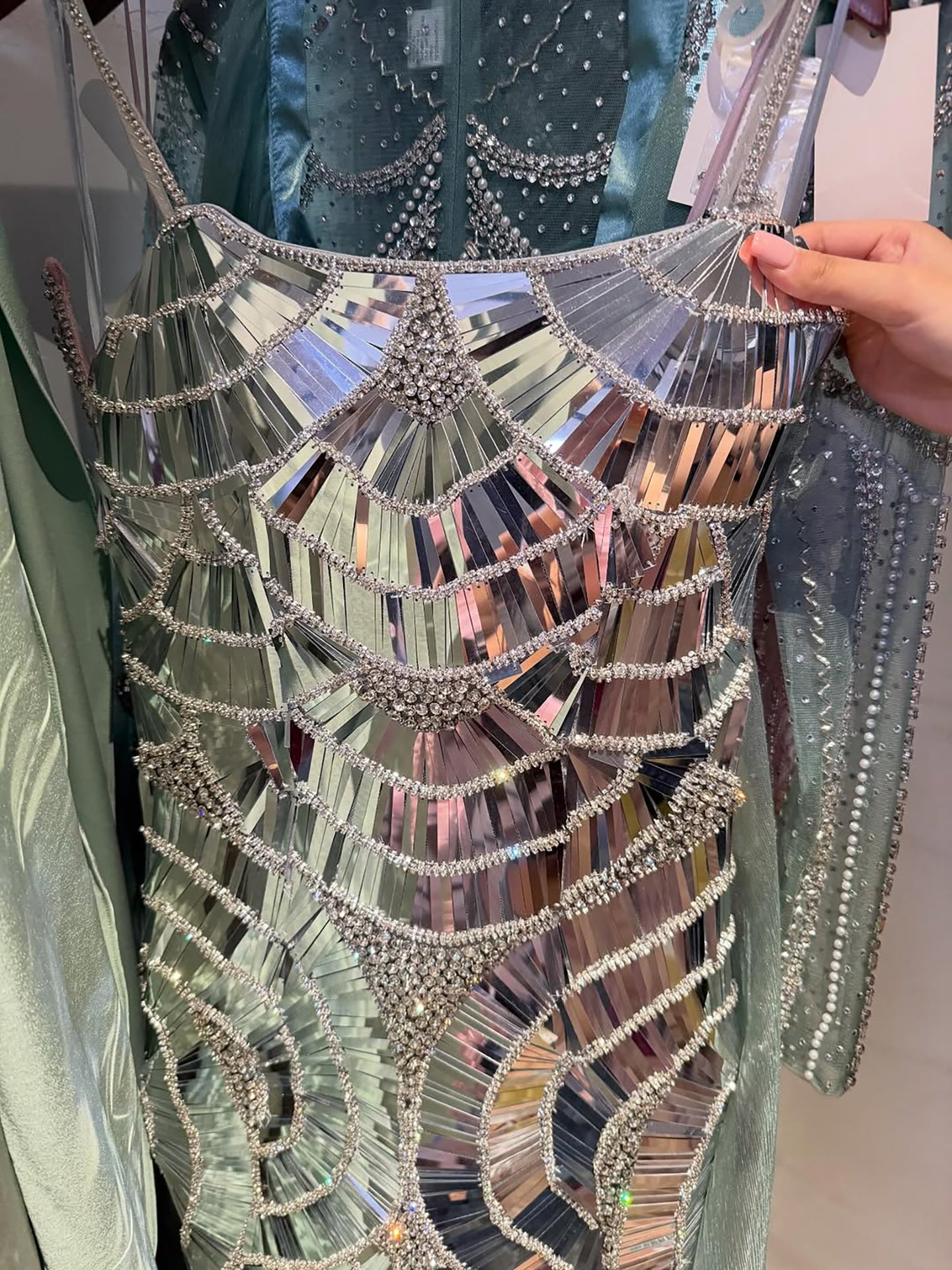 Luxury Silver Mirror Crystal Mermaid Evening Dress LA73693
