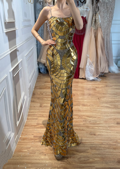 Luxury Silver Mirror Crystal Mermaid Evening Dress LA73693