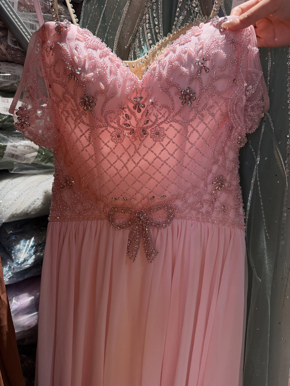 Elegant Caramel Beaded Chiffon A Line Sweetheart Evening Dress LA73698