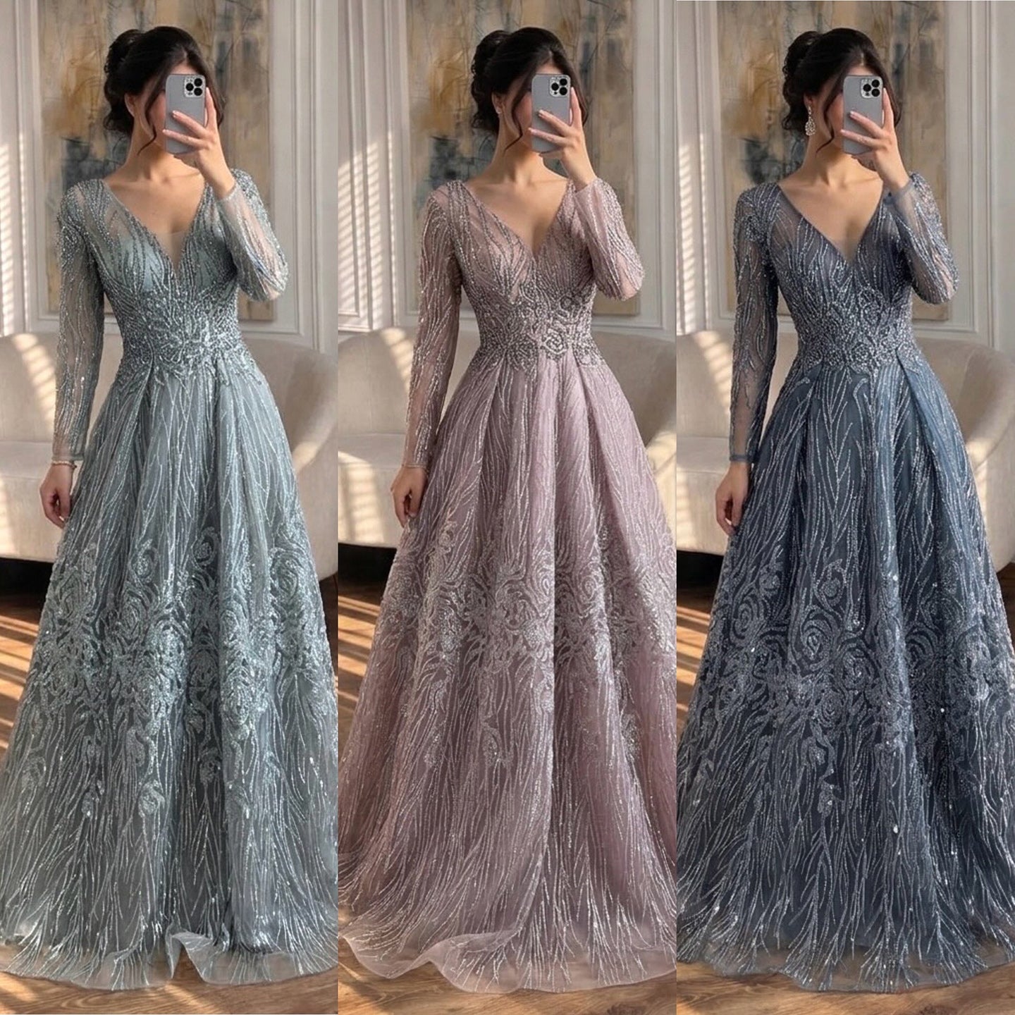 Luxury Pink Beaded A Line Evening Dress LA73744