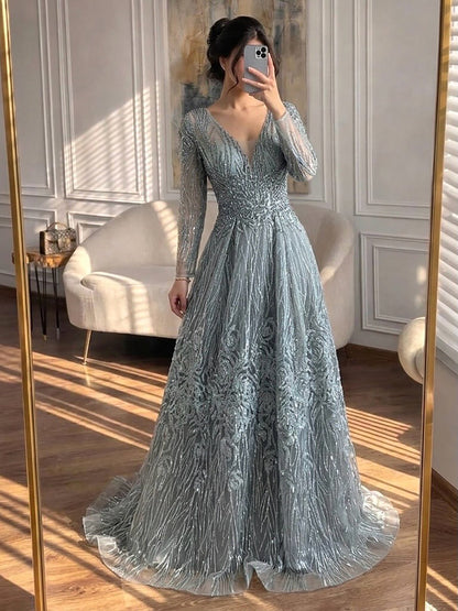 Luxury Pink Beaded A Line Evening Dress LA73744