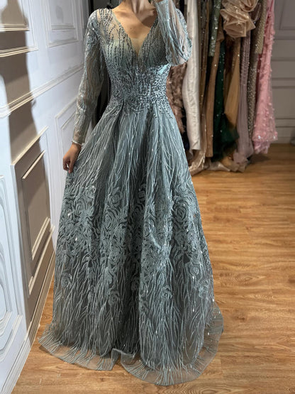 Luxury Pink Beaded A Line Evening Dress LA73744