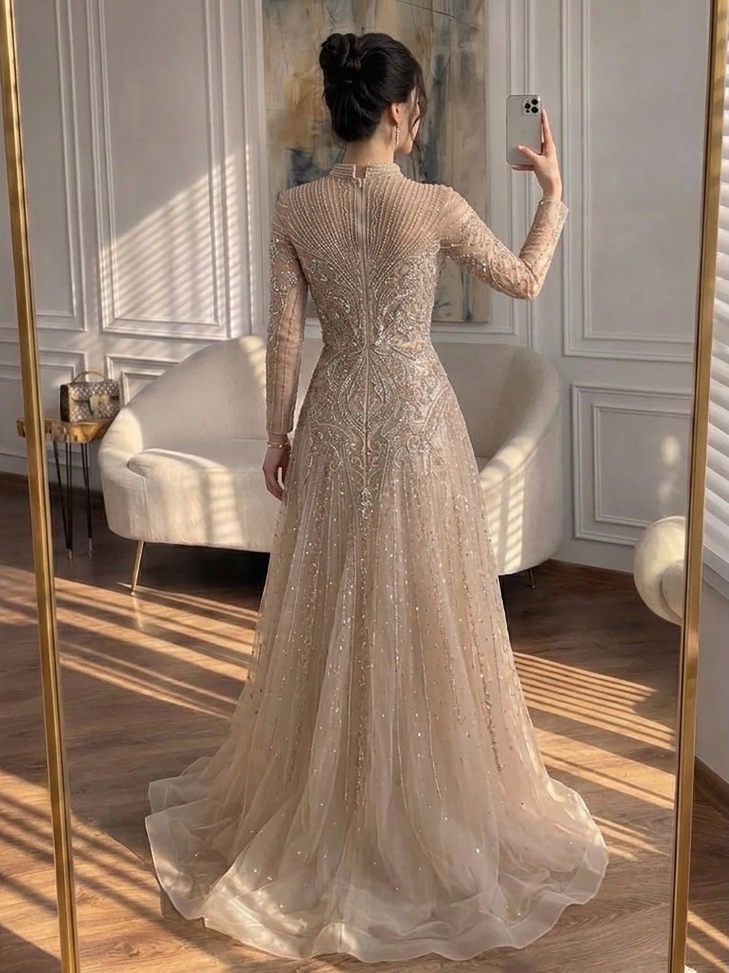 Luxury Turquoise Crystal Beaded Evening Dress LA73752