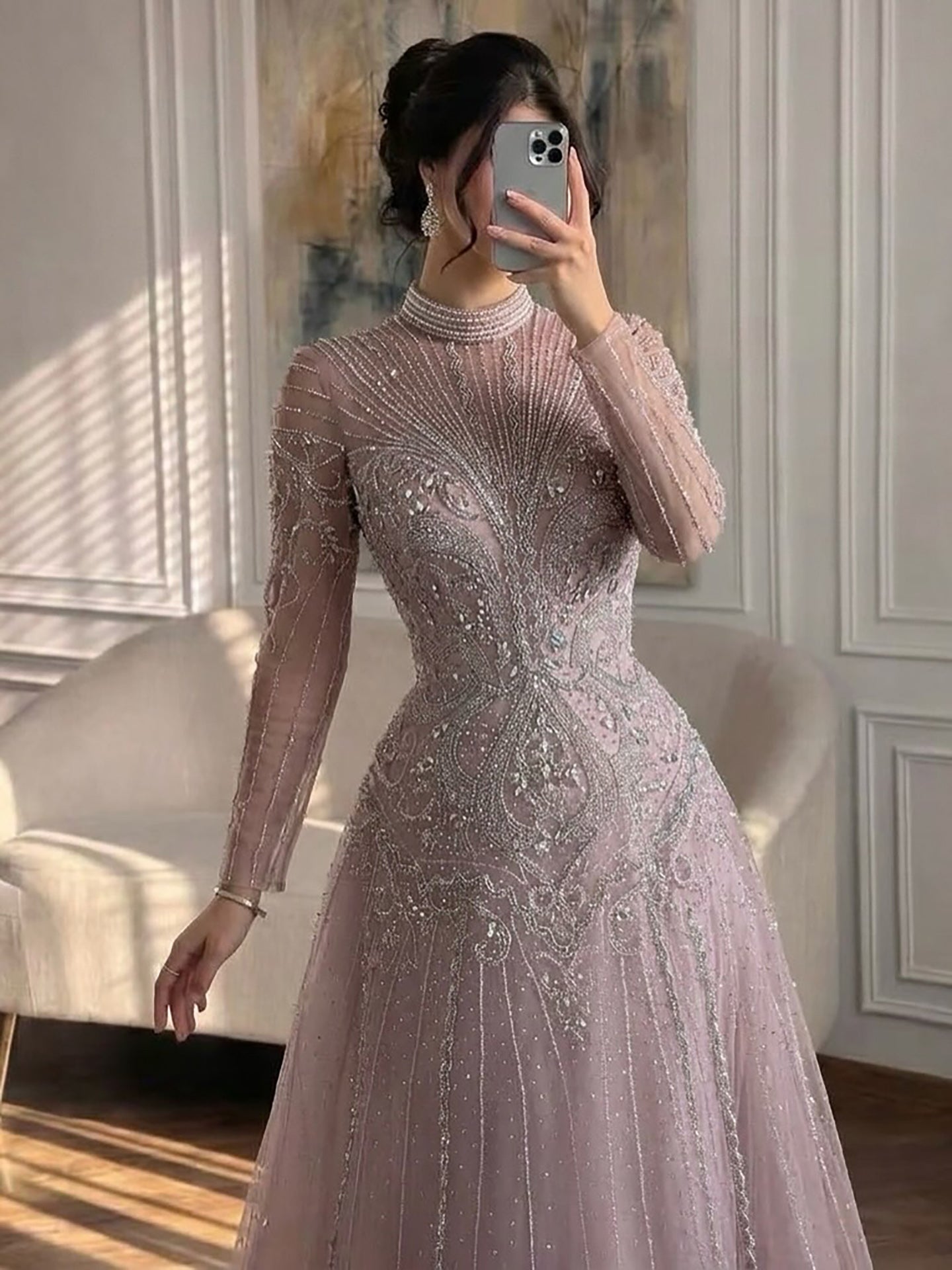 Luxury Turquoise Crystal Beaded Evening Dress LA73752