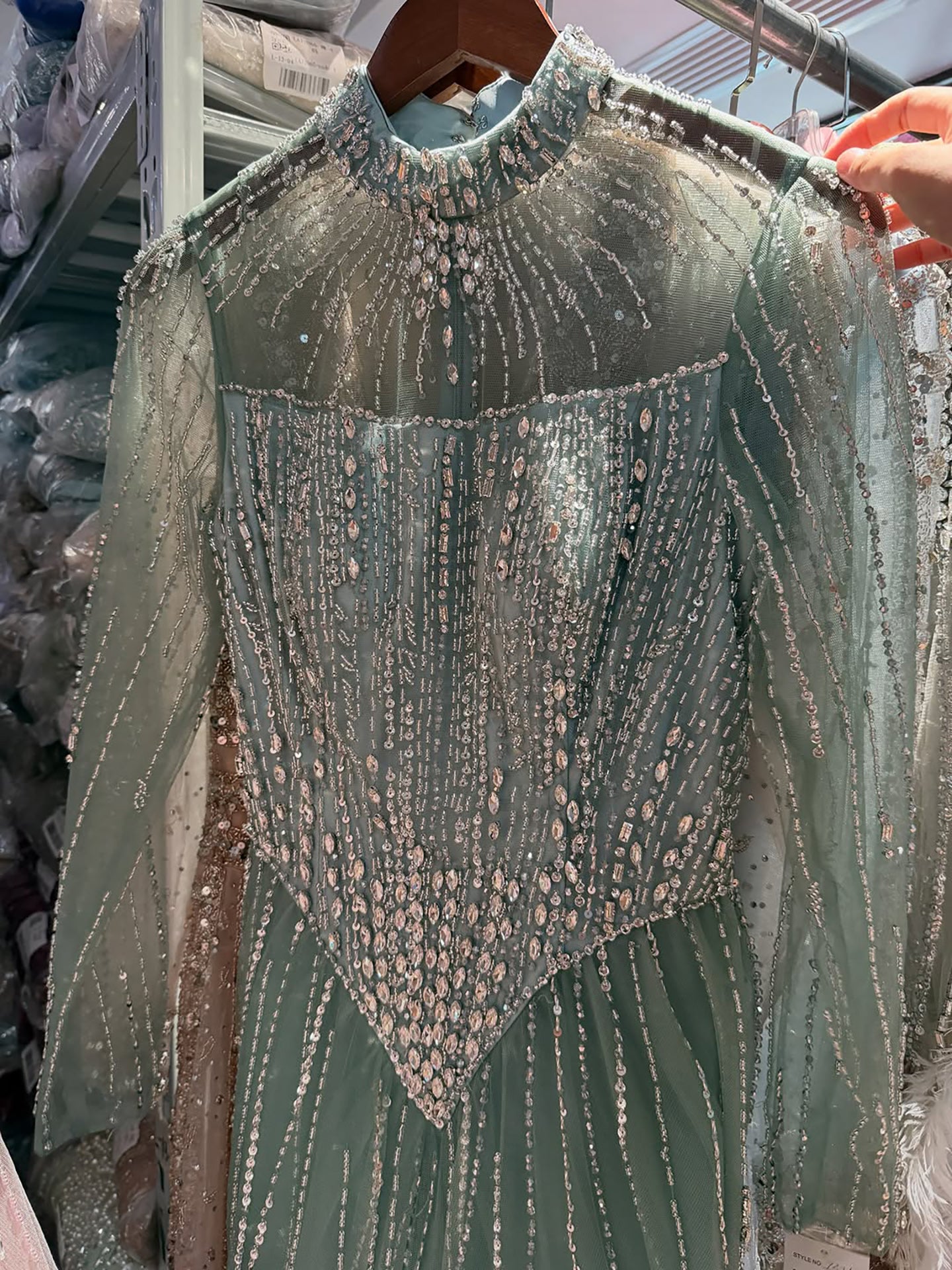 Luxury Nude Crystal Beaded A Line Evening Dress LA73753