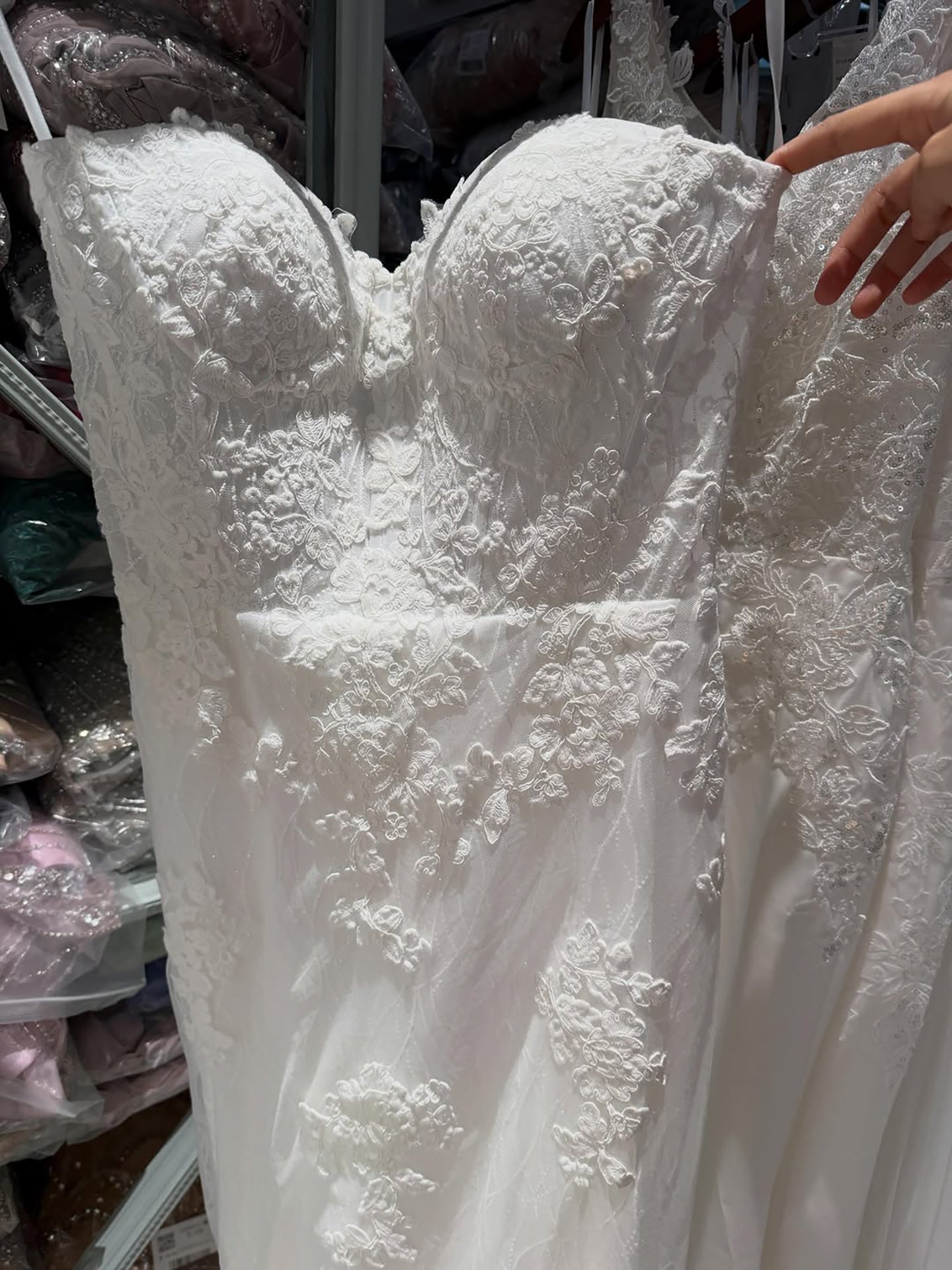 Luxury White Strapless See Through Lace Corset Mermaid Dress LA73771
