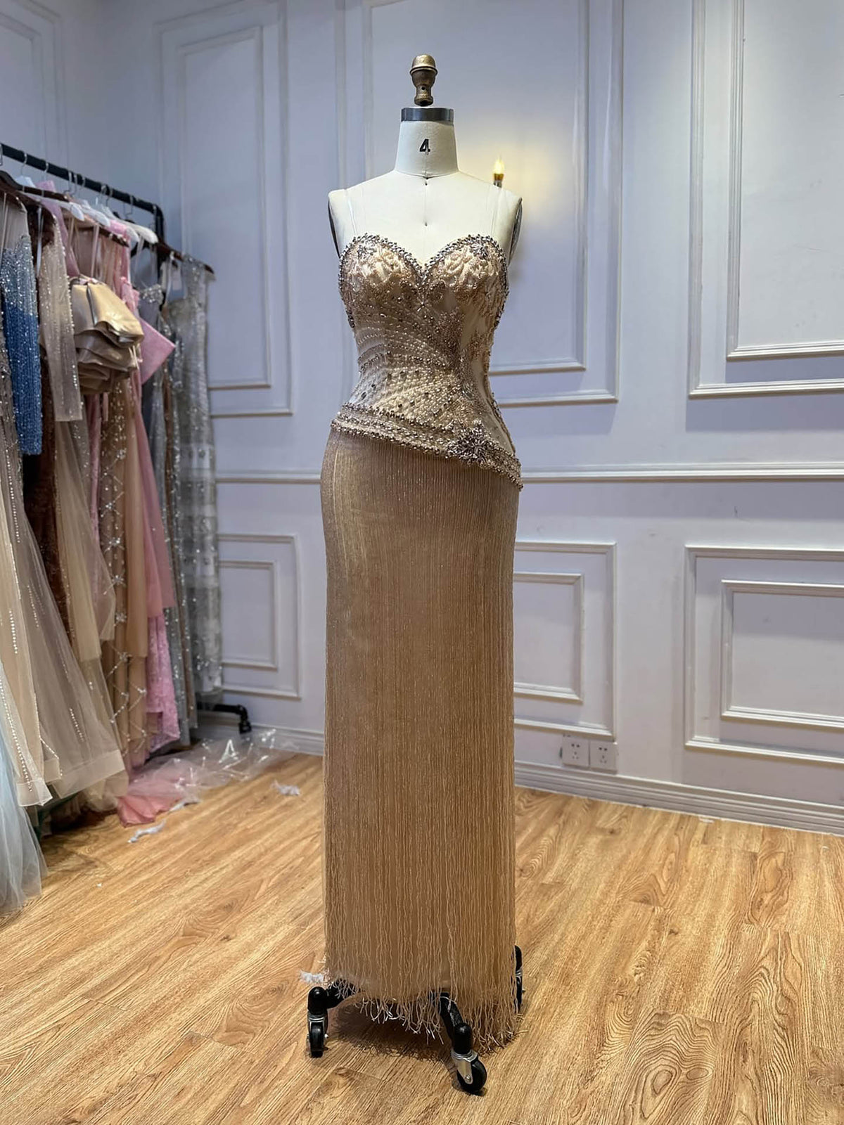 Luxury Tiffany Sweetheart Beaded Fringe Evening Dress LA73800